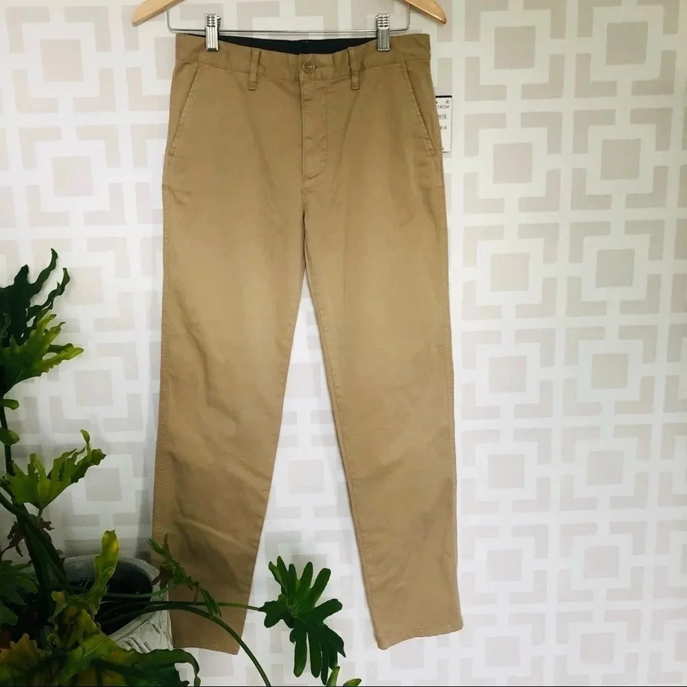 1901 Boys Khaki Pants‎ Tan Slim Straight Chino 16 NWT